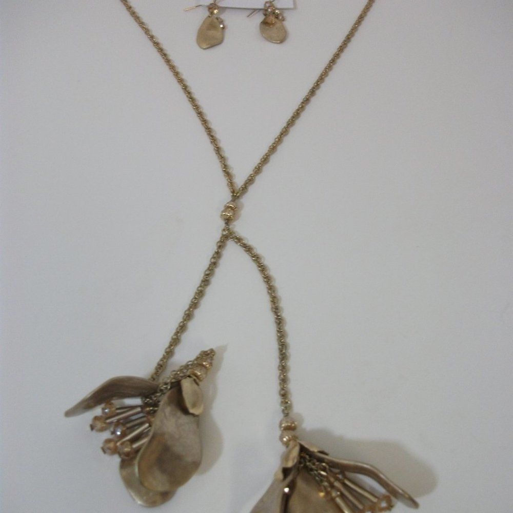 Ann Taylor Loft Pendant Petal Pronge Flower Necklace Leaf Bead Earrings Nwt 80 9$